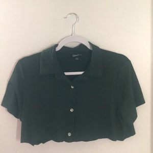 Cropped vintage green blouse can also tie at ends